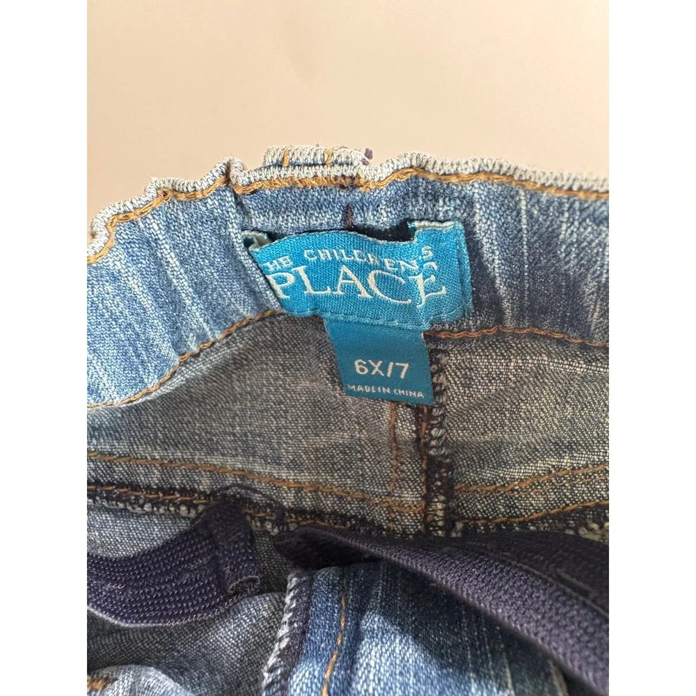 The Childrens Place Y2K Girls Denim Leopard Velvet Tiered Ruffle Skirt Size 6X 7